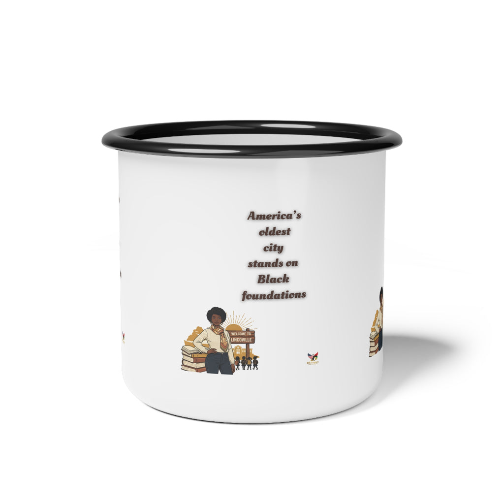 Community Heritage Enamel Camp Cup – Celebrating Black Foundations