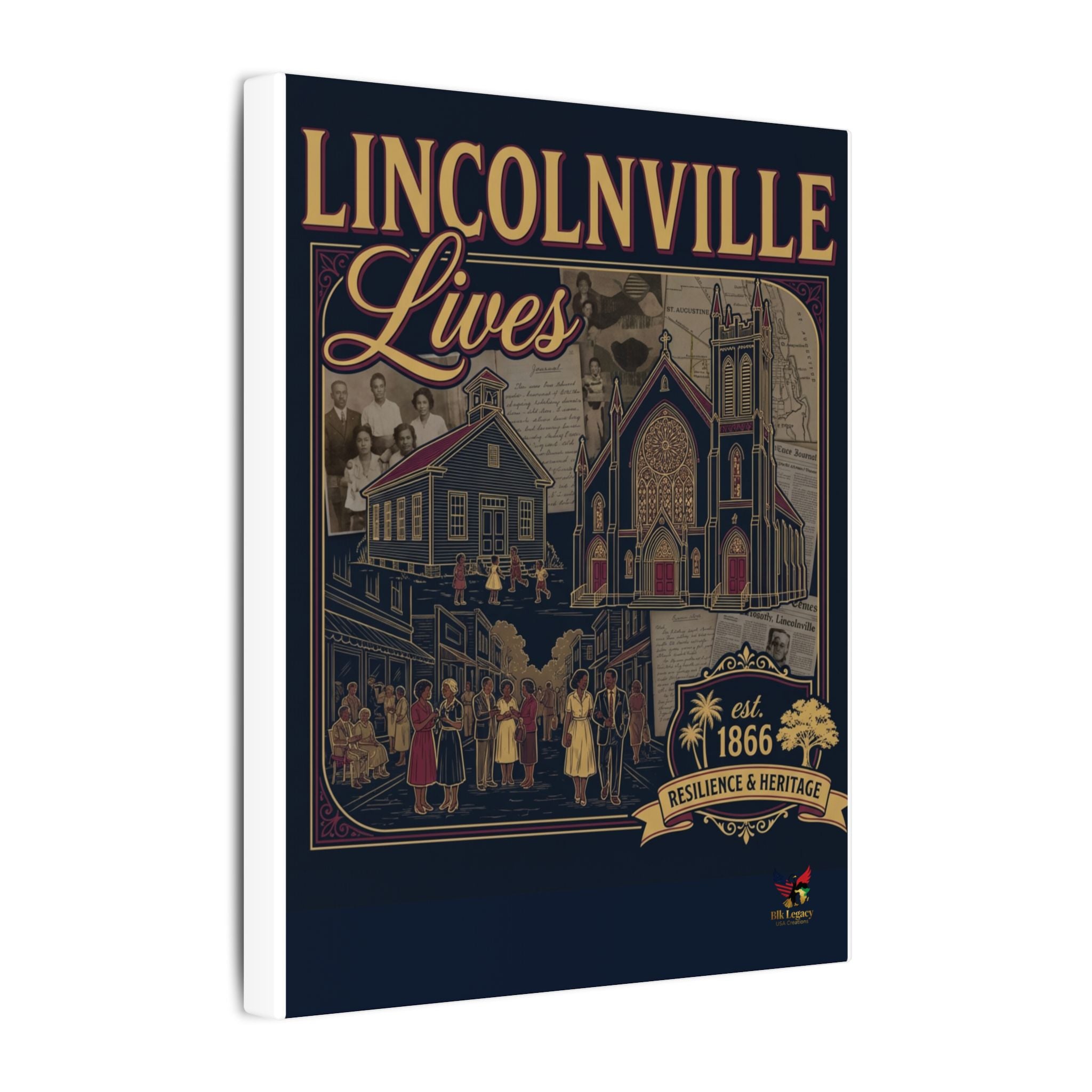 Matte Stretched Canvas Wall Art — "Lives" Heritage Collage (Est. 1866)