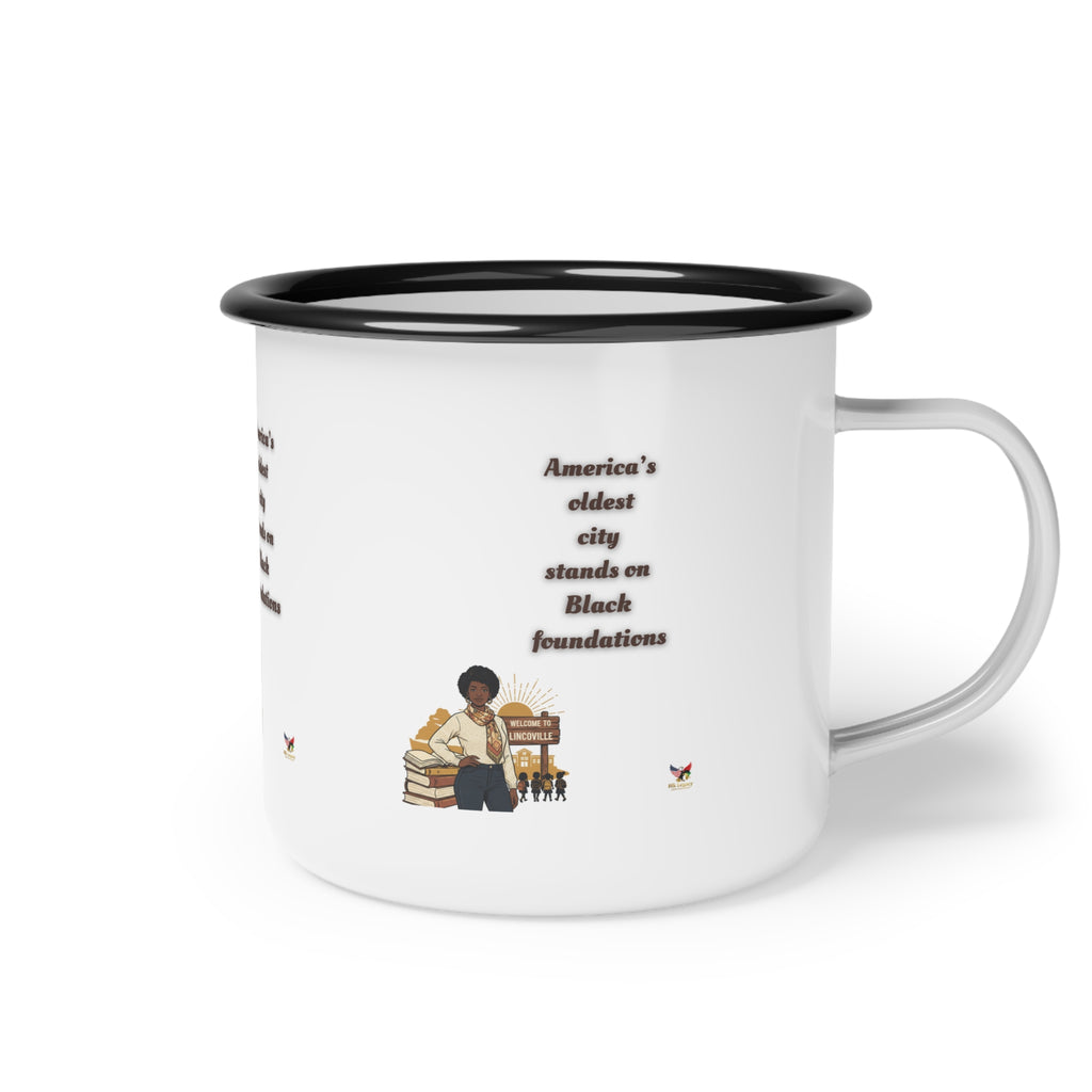 Community Heritage Enamel Camp Cup – Celebrating Black Foundations
