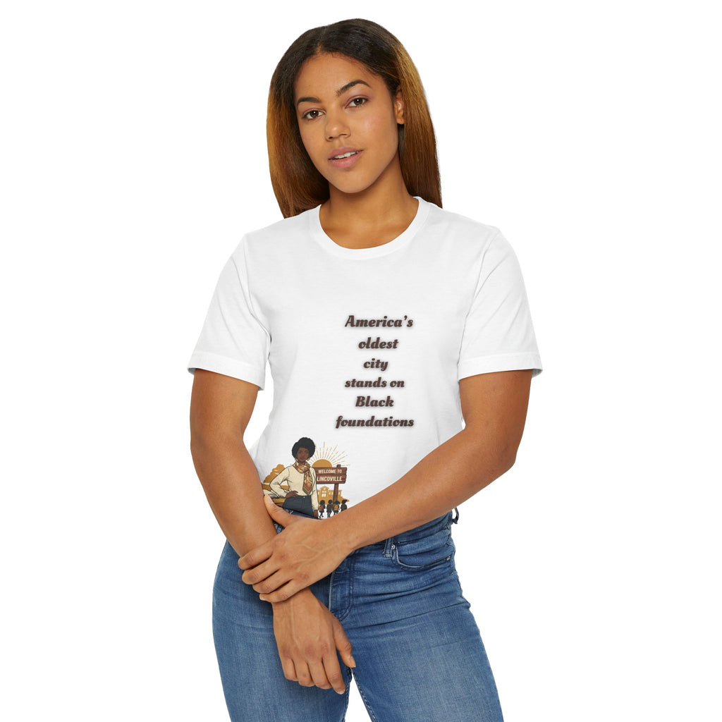 Heritage Awareness Unisex Jersey T-Shirt - "America’s Oldest City Stands on Black Foundations"