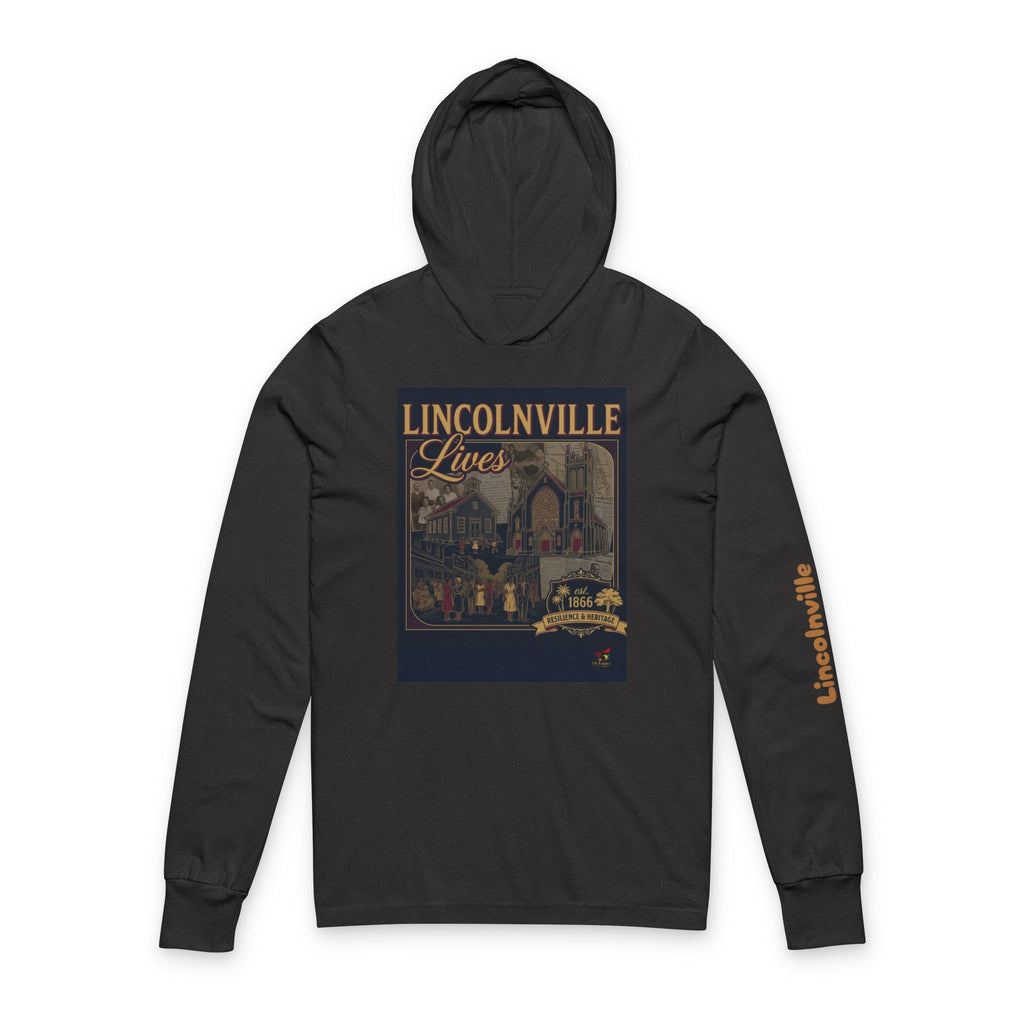 Lincolnville Lives Hoodie Tee — Vintage Lincolnville Travel Poster Long-Sleeve Hooded Shirt
