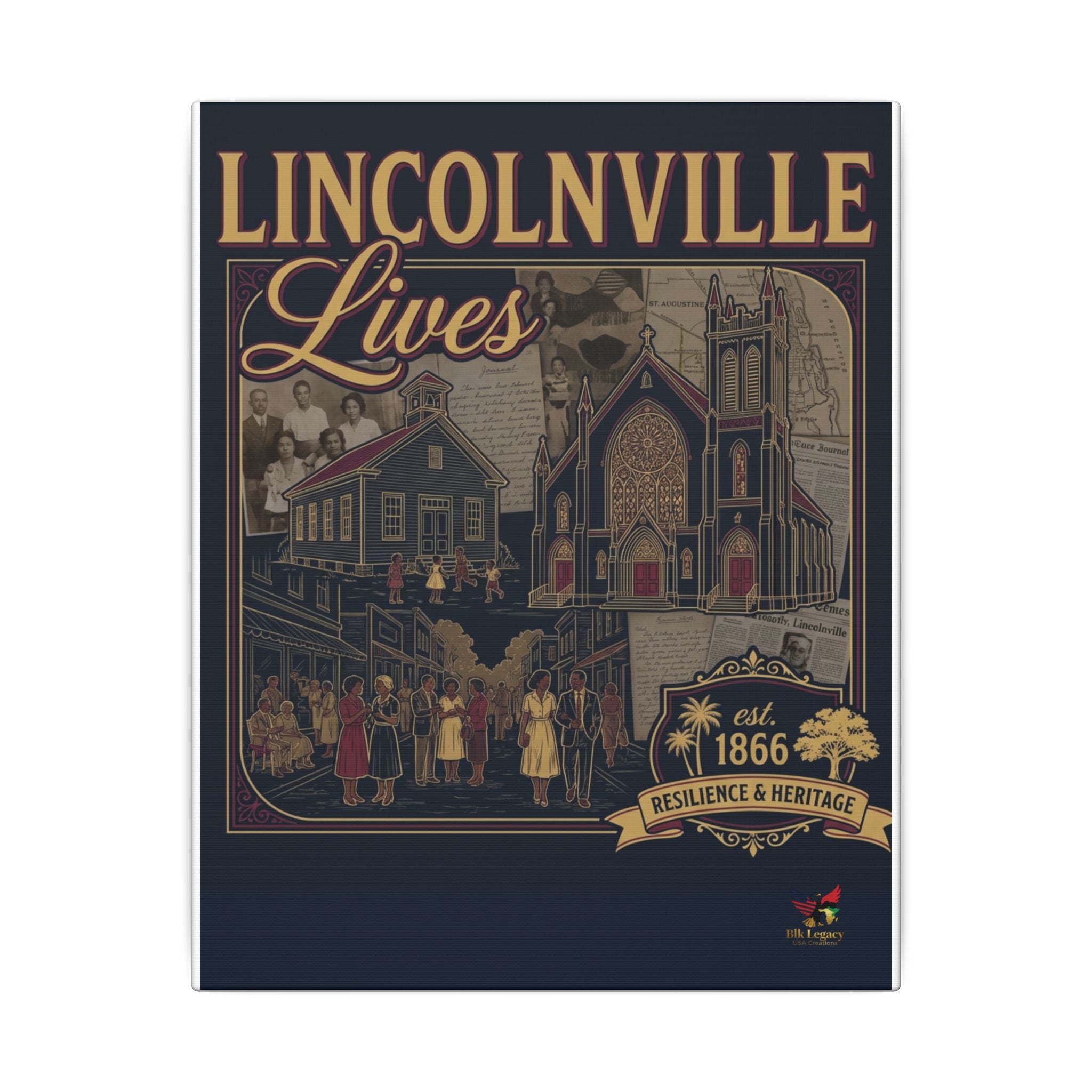 Matte Stretched Canvas Wall Art — "Lives" Heritage Collage (Est. 1866)